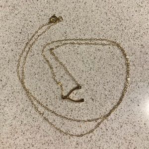10K yellow gold wishbone necklace